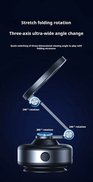 360 Degree Rotation Magnetic Vacuum Adsorption Car Mount Mobile Phone Holder Foldable Aluminum Alloy Suitable for Smartphones - NexoEden