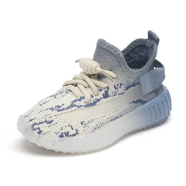 Children's Sports Shoes Soft Sole Thick Bottom Mesh Lace Up Gradient Sneakers Basketball Running Non Slip Boys Girls Fashion - NexoEden