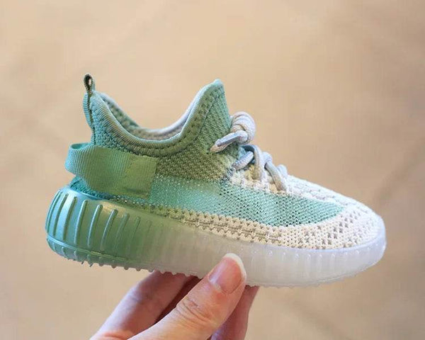 Children's Sports Shoes Soft Sole Thick Bottom Mesh Lace Up Gradient Sneakers Basketball Running Non Slip Boys Girls Fashion - NexoEden