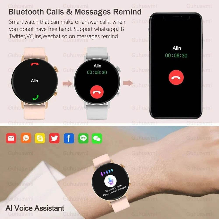 For XIAOMI HD Bluetooth Call Watch 2024 ECG Smart Watch Women AMOLED 360*360 HD Display Clock Sports IP68 Waterproof Smartwatch - NexoEden