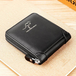 Luxury Leather Men’s Wallet with Zipper Card Holder, Coin Pocket, and RFID Protection – Perfect Gift by NexoEden