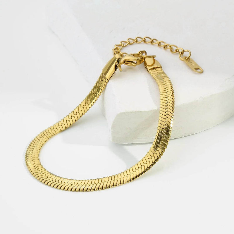 Hip Hop Stainless Steel Bracelet Gold Color Snake Chain Titanium Steel Bracelet For Women Men Fashion Jewelry Accessories - NexoEden