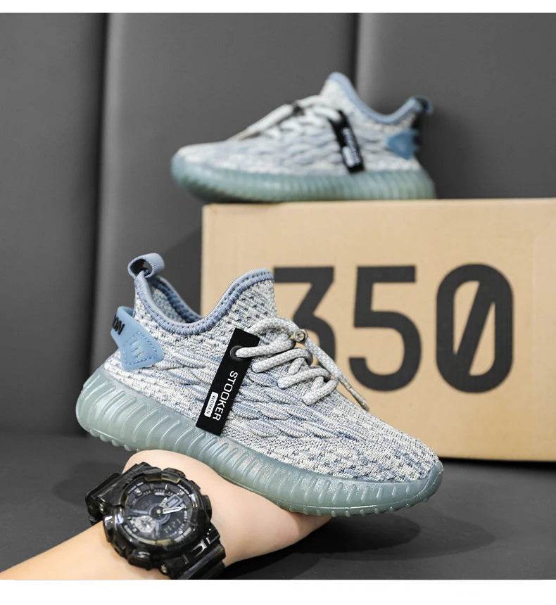 New Young Children Sneakers Boys Girls Coconut Casual Shoes Kids Breathable Flying Knit Trainers Lightweight Sole Running Shoes - NexoEden