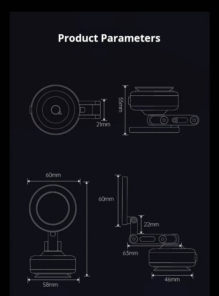 360 Degree Rotation Magnetic Vacuum Adsorption Car Mount Mobile Phone Holder Foldable Aluminum Alloy Suitable for Smartphones - NexoEden