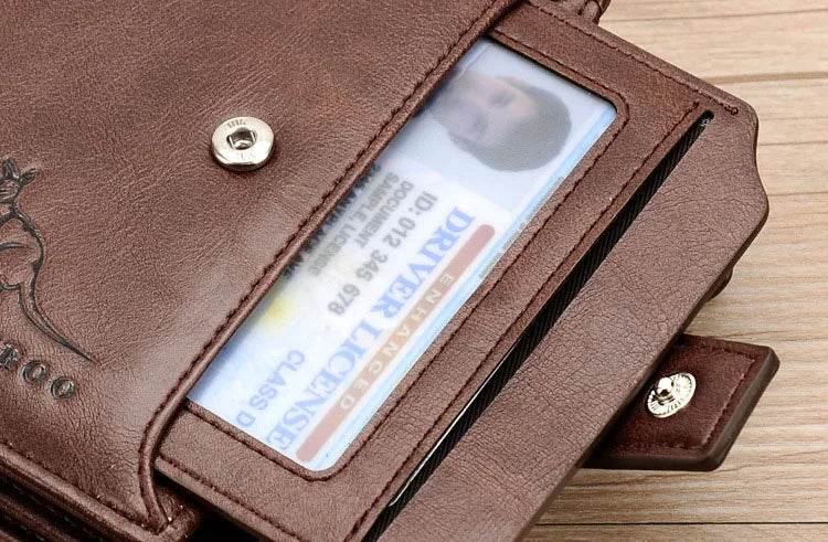 Men's Coin Purse Wallet RFID Blocking Man PU Leather Wallet Zipper Business Card Holder Money Bag Wallet Male - NexoEden