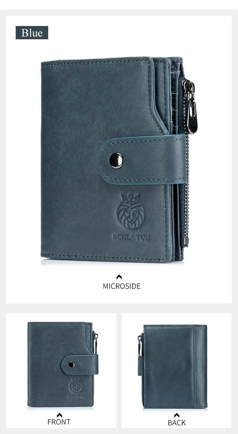 SCHLATUM Genuine Leather Men Business Wallet RFID Men Card Id Holder Coin Purse Travel Wallet Anti-theft Swipe - NexoEden