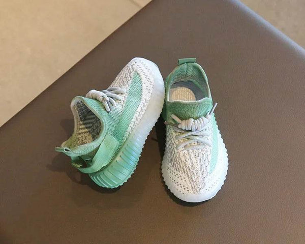 Children's Sports Shoes Soft Sole Thick Bottom Mesh Lace Up Gradient Sneakers Basketball Running Non Slip Boys Girls Fashion - NexoEden