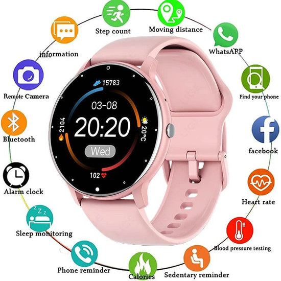 LIGE 2024 Smart watch Ladies Full touch Screen Sports Fitness watch IP67 waterproof Bluetooth For Android iOS Smart watch Female - NexoEden