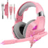 Pink K2 Gaming Headphone With HD Mic PS5 Wired Headset For Gamer Girls 3D Surround Sound Over-Ear Headphone For PC - NexoEden