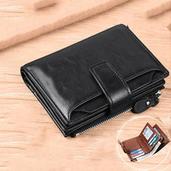 Men's Coin Purse Wallet RFID Blocking Man PU Leather Wallet Zipper Business Card Holder Money Bag Wallet Male - NexoEden