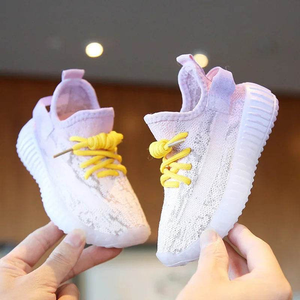 Children's Sports Shoes Soft Sole Thick Bottom Mesh Lace Up Gradient Sneakers Basketball Running Non Slip Boys Girls Fashion - NexoEden