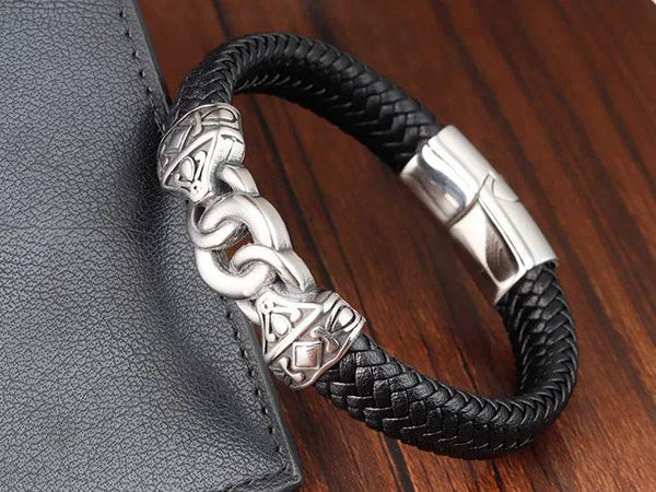 Cross Stainless Steel Anchor Leather Bracelet Elegant Men's Chunky Jewelry Accessories - NexoEden