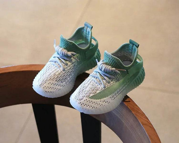 Children's Sports Shoes Soft Sole Thick Bottom Mesh Lace Up Gradient Sneakers Basketball Running Non Slip Boys Girls Fashion - NexoEden