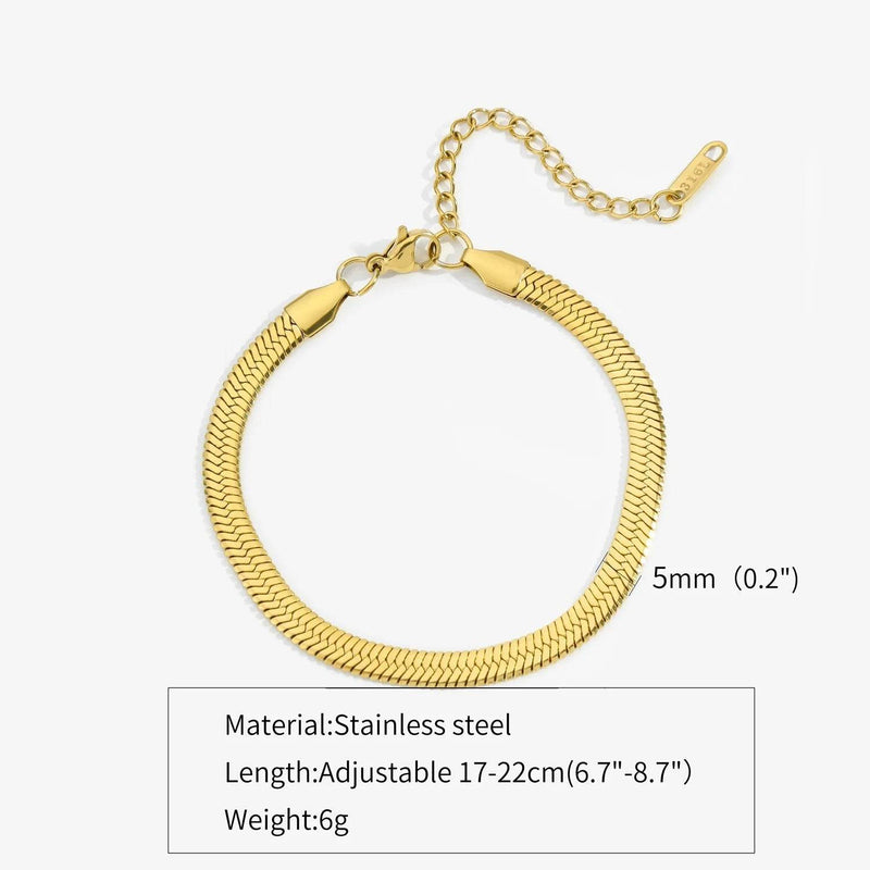 Hip Hop Stainless Steel Bracelet Gold Color Snake Chain Titanium Steel Bracelet For Women Men Fashion Jewelry Accessories - NexoEden