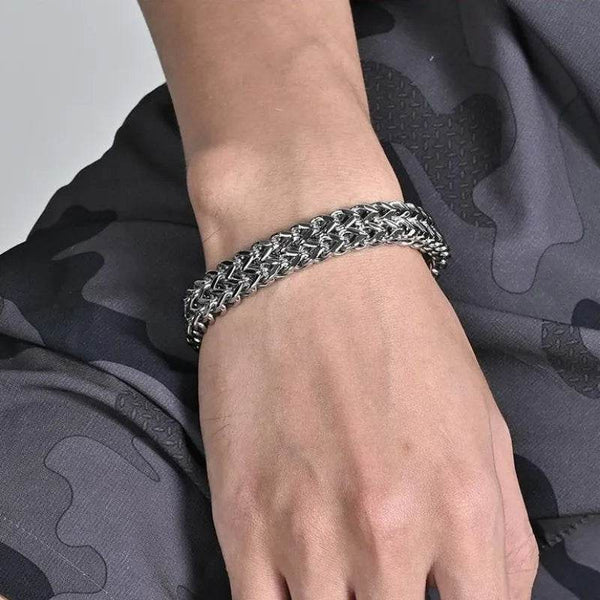 HNSP 10MM Stainless Steel Bracelet For Men Jewelry Hidden Locks Hand Chain 19/21/23CM Size Accessories - NexoEden