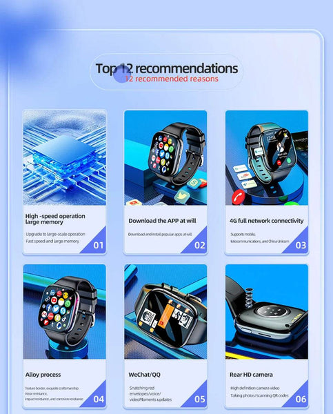 4G Smartwatch Android 2024 Heart Rate GPS HD Camera 2G 4G SIM Card WIFI Wireless Fast Internet Access Smart Watch for Men Women - NexoEden