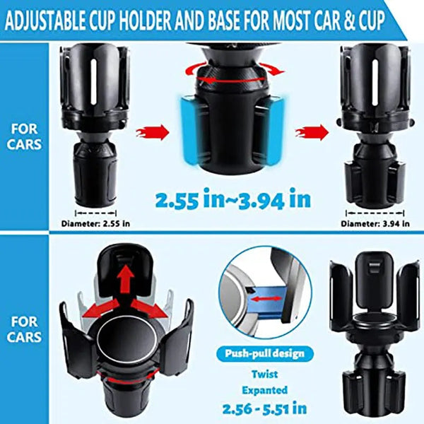 All Purpose Cup Holder Expander for Car Organizer Adapters Holders Universal Compatible with 2.56" to 5.51" NexoEden