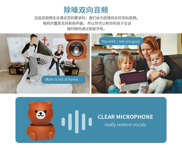 Smart Home Baby Security Monitor WiFi IP Camera Cartoon Bear Halloween Gift CCTV 1080P HD Surveillance Auto Tracking Camera - NexoEden
