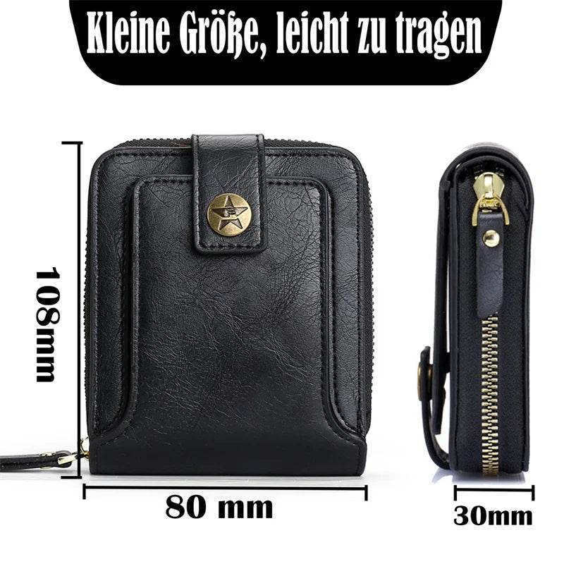 Vintage Men's PU Leather Short Wallet – Durable Zipper Clutch - NexoEden