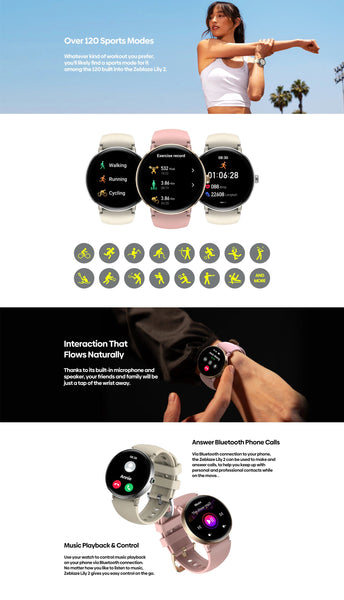 New 2025 Zeblaze LILY 2 Voice Calling Female Smartwatch Double Strap 1.2" HD AMOLED Display Health Monitoring Sports Smart Watch NexoEden