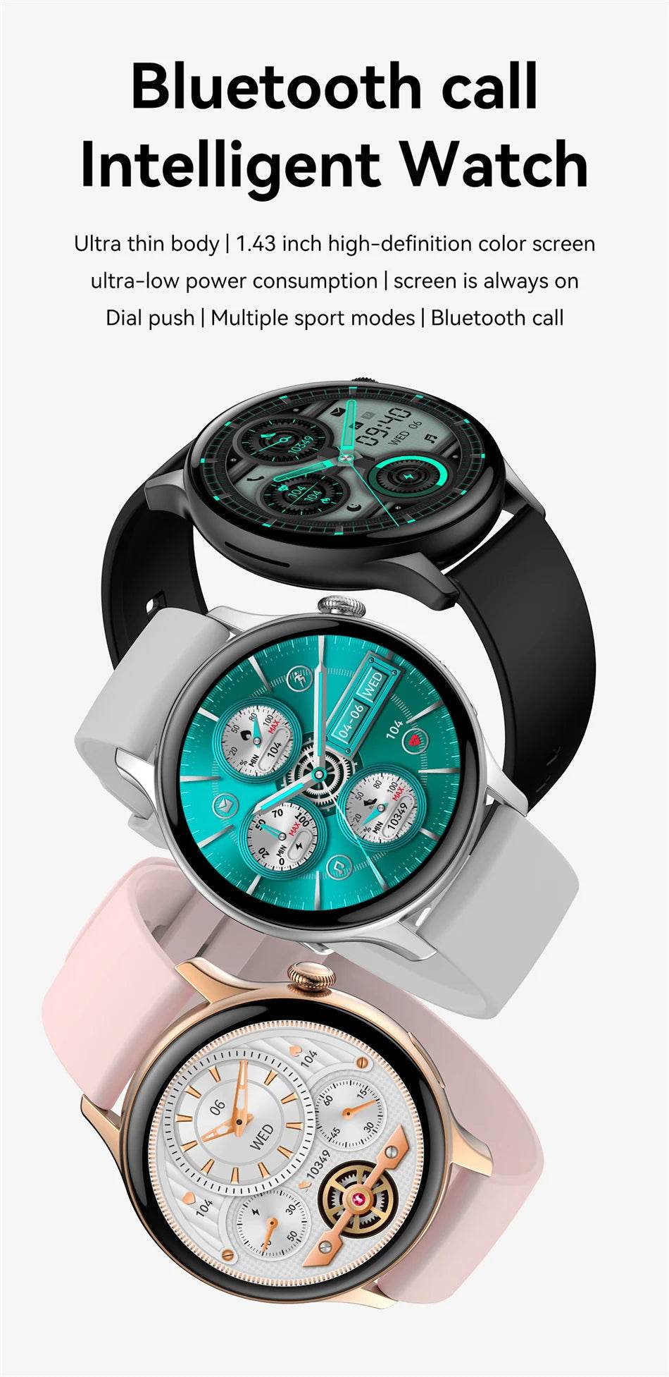 2024 True AMOLED Smart Watch Ladies Screen Always Show Time 466*466 HD Health Tracker Voice Calling Smartwatch Women For Xiaomi - NexoEden