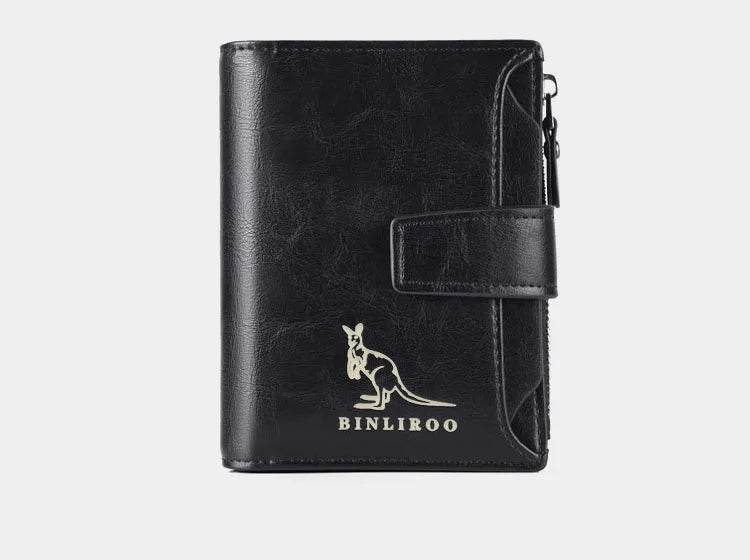 Men's Coin Purse Wallet RFID Blocking Man PU Leather Wallet Zipper Business Card Holder Money Bag Wallet Male - NexoEden