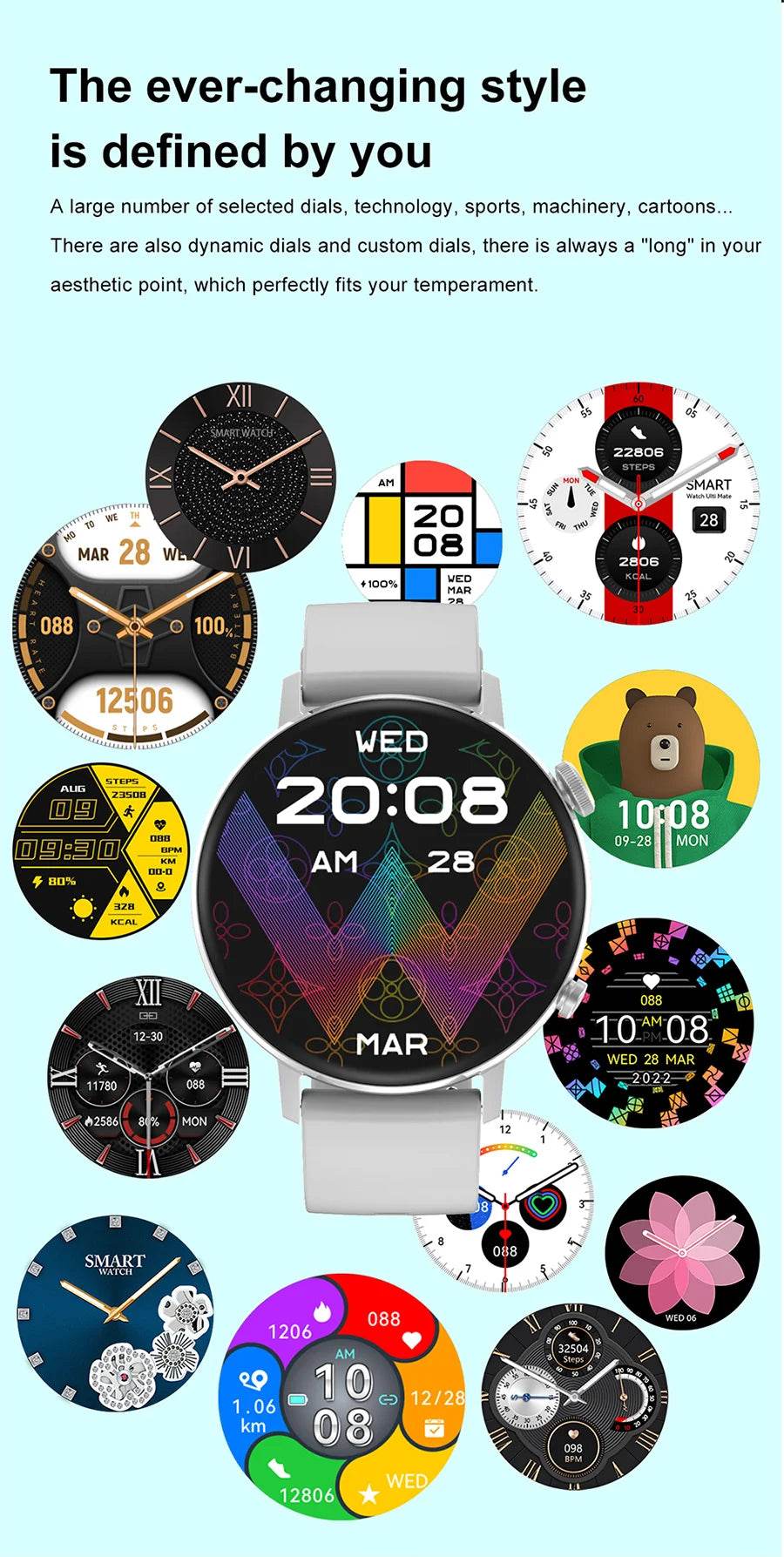 For XIAOMI HD Bluetooth Call Watch 2024 ECG Smart Watch Women AMOLED 360*360 HD Display Clock Sports IP68 Waterproof Smartwatch - NexoEden