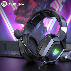 ONIKUMA K8 Gaming Headphones with Flexible HD Mic RGB Light Surround Sound Over-Ear Wired Headset Gamer for PC Gaming Xbox - NexoEden