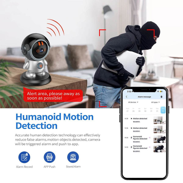 ESCAM PT203 3MP 1296P iCam365 APP One Key Call WIFI IP Camera AI Humanoid Detection Home Security CCTV Baby Monitor - NexoEden