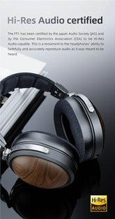FiiO FT1 Closed-Back Over-Ear Headphone 60mm Dynamic Driver Hi-Res Audio Wired HiFi American Black Wood Ear Cups for Studio - NexoEden