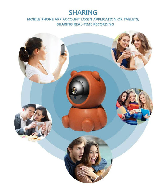 Smart Home Baby Security Monitor WiFi IP Camera Cartoon Bear Halloween Gift CCTV 1080P HD Surveillance Auto Tracking Camera - NexoEden