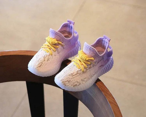 Children's Sports Shoes Soft Sole Thick Bottom Mesh Lace Up Gradient Sneakers Basketball Running Non Slip Boys Girls Fashion - NexoEden