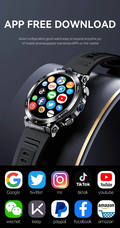 4G LTE Smart Watch 2024 Android os GPS Video Voice Wi-Fi Call Messaging HD Dual Cameras 4G Sim Card Call WIFI Men's SmartWatch - NexoEden
