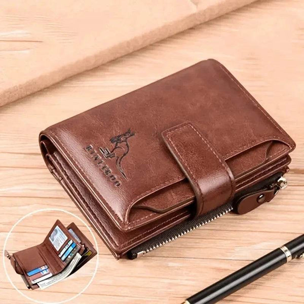 Men's Coin Purse Wallet RFID Blocking Man PU Leather Wallet Zipper Business Card Holder Money Bag Wallet Male - NexoEden