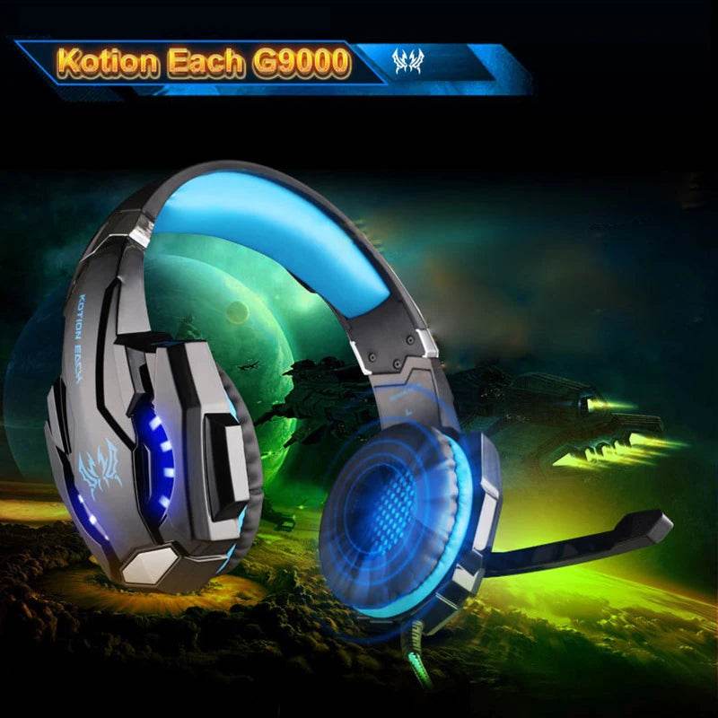 G9000 Gaming Headset Over-Ear Wired Headphones Deep Bass Stereo Casque LED Light Earphone with Mic for PS4 PS5 Switch XBOX PC - NexoEden