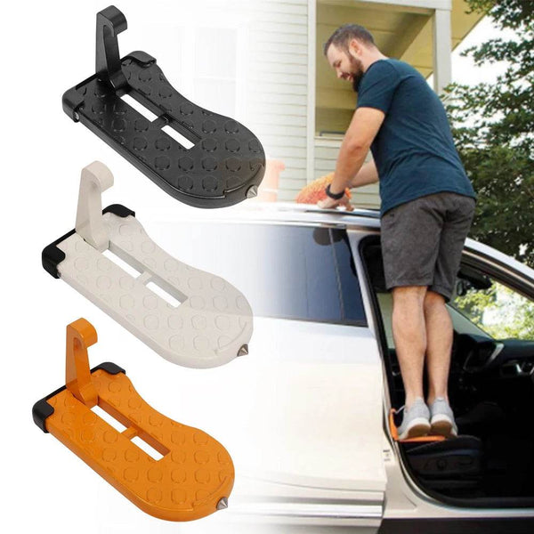 CAER Foldable Car Roof Rack Step Car Door Step Universal Latch Hook Auxiliary Walking Foot Pedal Aluminium Alloy Safety Hammer - NexoEden
