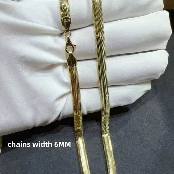 VOJEFEN AU750 Gold Snake Necklaces Jewelry Original 18K Real Gold Long Bold Hip Hop Choker 6MM Links Luxury Jewel Customized - NexoEden