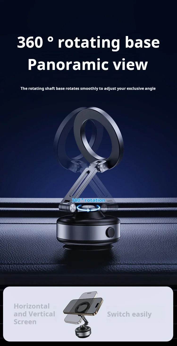 360 Degree Rotation Magnetic Vacuum Adsorption Car Mount Mobile Phone Holder Foldable Aluminum Alloy Suitable for Smartphones - NexoEden