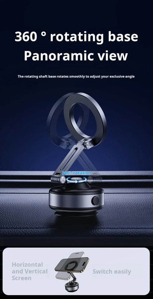 360 Degree Rotation Magnetic Vacuum Adsorption Car Mount Mobile Phone Holder Foldable Aluminum Alloy Suitable for Smartphones - NexoEden
