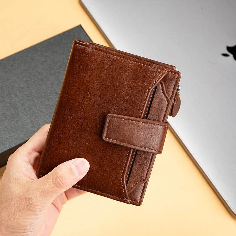 Men's Wallet New Leather Short Vintage Multi-card PU Leather Pop Gift Box Gift - NexoEden