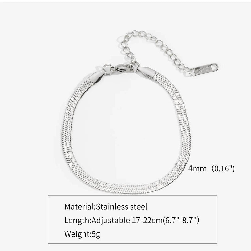 Hip Hop Stainless Steel Bracelet Gold Color Snake Chain Titanium Steel Bracelet For Women Men Fashion Jewelry Accessories - NexoEden
