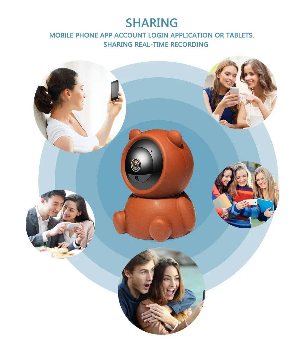 Smart Home Baby Security Monitor WiFi IP Camera Cartoon Bear Halloween Gift CCTV 1080P HD Surveillance Auto Tracking Camera - NexoEden