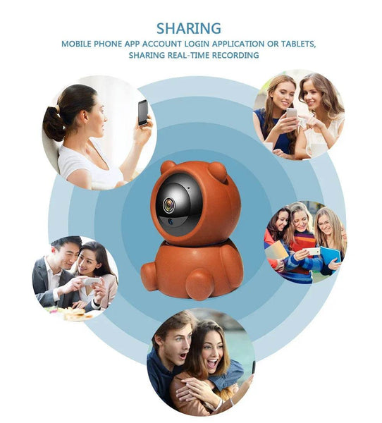 Smart Home Baby Security Monitor WiFi IP Camera Cartoon Bear Halloween Gift CCTV 1080P HD Surveillance Auto Tracking Camera - NexoEden