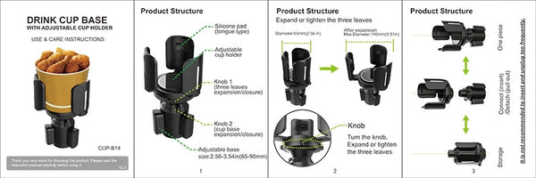 All Purpose Cup Holder Expander for Car Organizer Adapters Holders Universal Compatible with 2.56" to 5.51" NexoEden