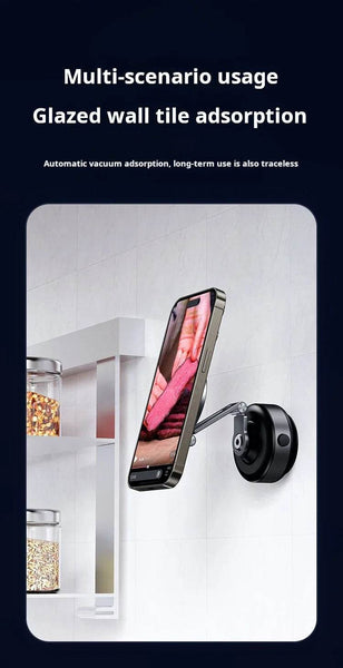 360 Degree Rotation Magnetic Vacuum Adsorption Car Mount Mobile Phone Holder Foldable Aluminum Alloy Suitable for Smartphones - NexoEden