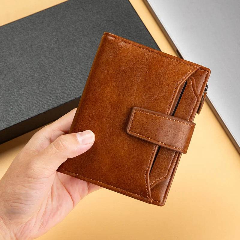 Men's Wallet New Leather Short Vintage Multi-card PU Leather Pop Gift Box Gift - NexoEden