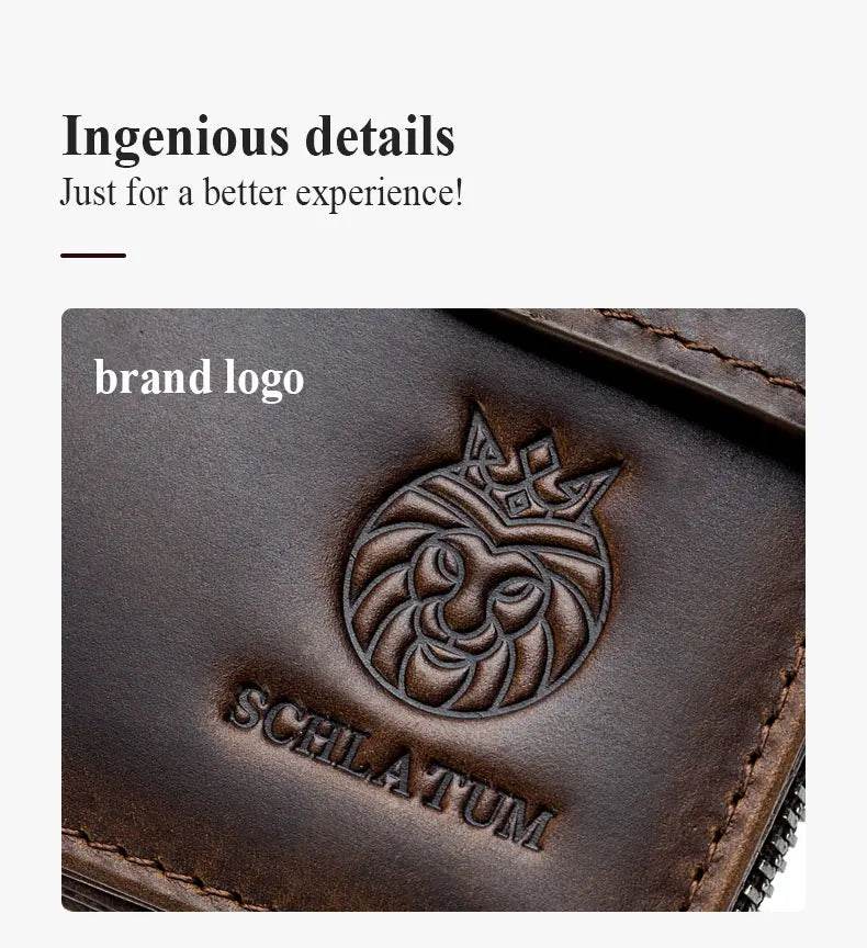SCHLATUM Genuine Leather Men Business Wallet RFID Men Card Id Holder Coin Purse Travel Wallet Anti-theft Swipe - NexoEden