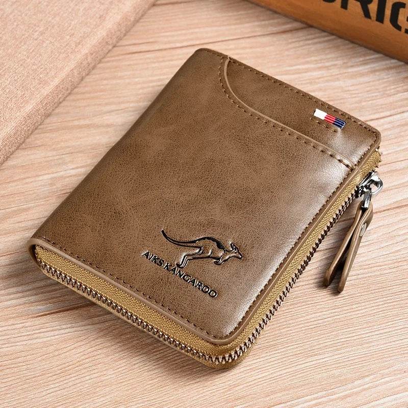 Fashion Men's Coin Purse Wallet RFID Blocking Man Leather Wallet Zipper Business Card Holder ID Money Bag Wallet Male Purse - NexoEden