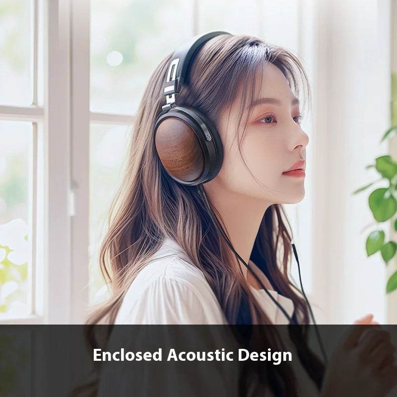 FiiO FT1 Closed-Back Over-Ear Nanowood Fiber Composite Diaphragm Wired Hi-Fi Headphones, American Black Wood Ear Cups for Studio - NexoEden