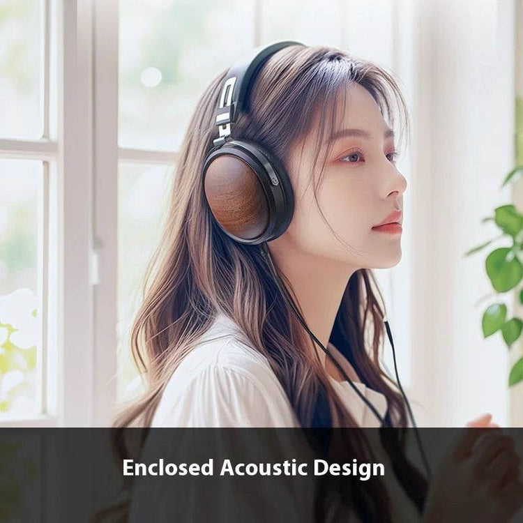 FiiO FT1 Closed-Back Over-Ear Nanowood Fiber Composite Diaphragm Wired Hi-Fi Headphones, American Black Wood Ear Cups for Studio - NexoEden